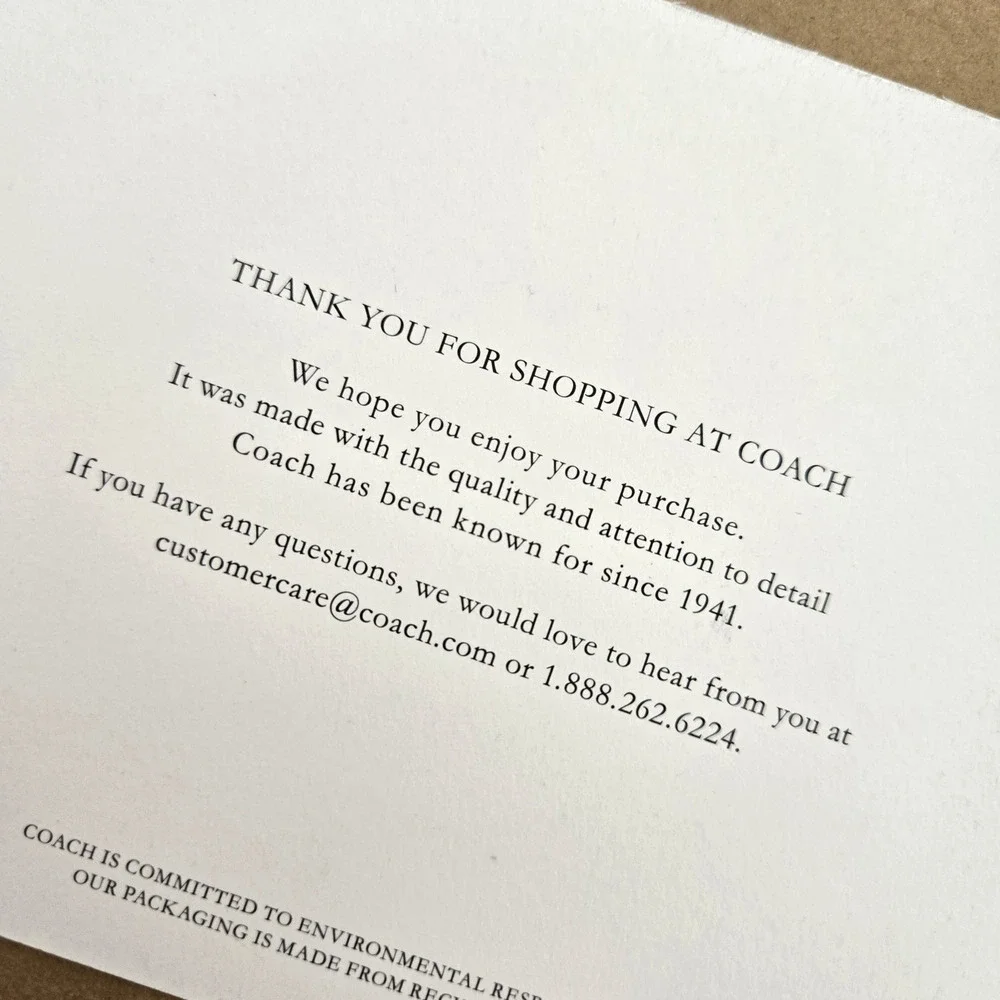 Coach New York Brown Paper Shopping Bag With Card Insert Small Gift Bag 10x8x4